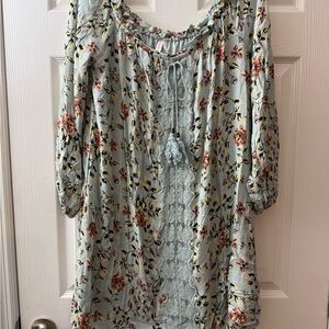Xhilaration Light Blue Floral Blouse